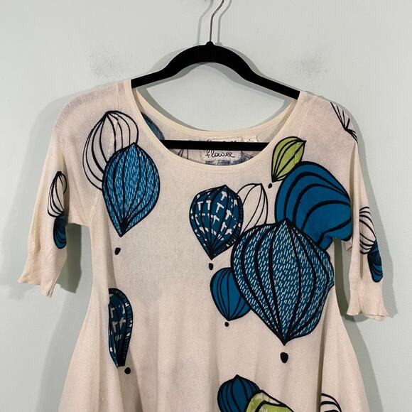 Anthropologie Field & Flowers Hot Air Ballons Asymmetrical Hem Blouse Size S - Picture 2 of 10